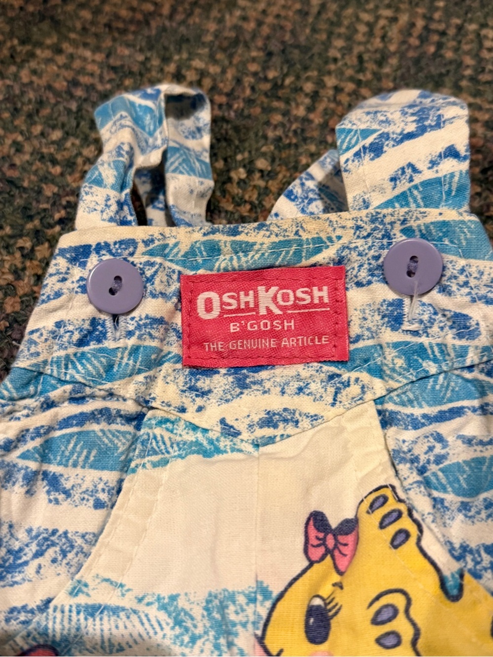 Vtg 90’s OshKosh B'gosh Vestbak Fish Print Overalls size 12mos - Picture 3 of 12